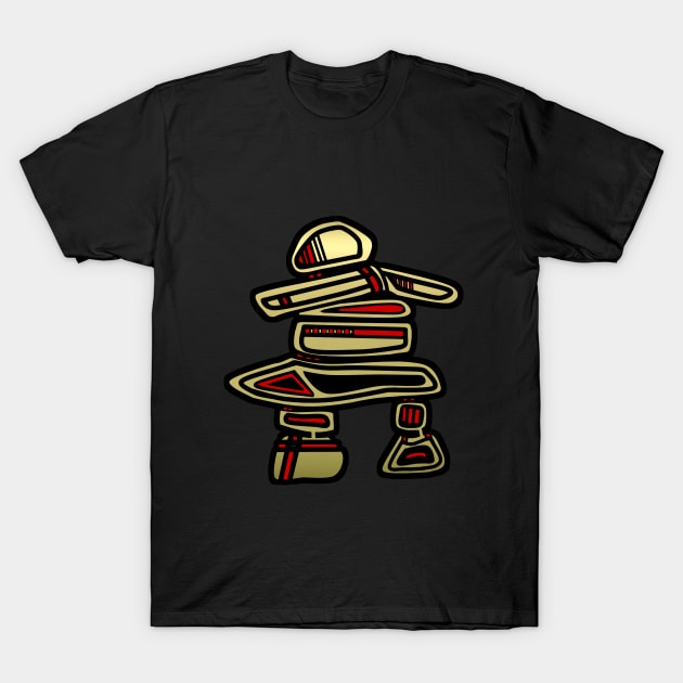 Gold and Black Inuksuk Totem Figure T-Shirt by PatricianneK